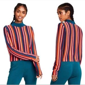 NWT Victor Glemaud x Target Womens Large Multicolor Vertical Stripes Knit Top